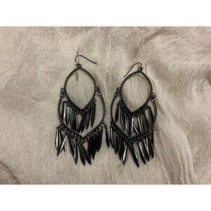 Gun Metal Gray Two Tiered Chandelier Earrings